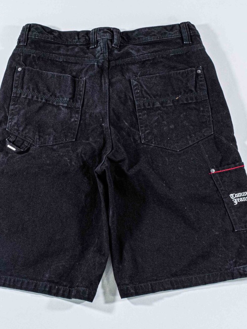 Vintage Tommy Hilfiger Carpenter Shorts Baggy Wide Leg Faded Black Y2K Jorts